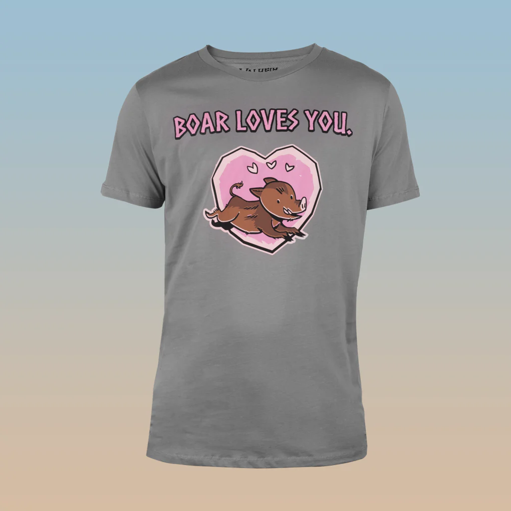 Boar Loves You, Men’s Tee, Grey - Image 2