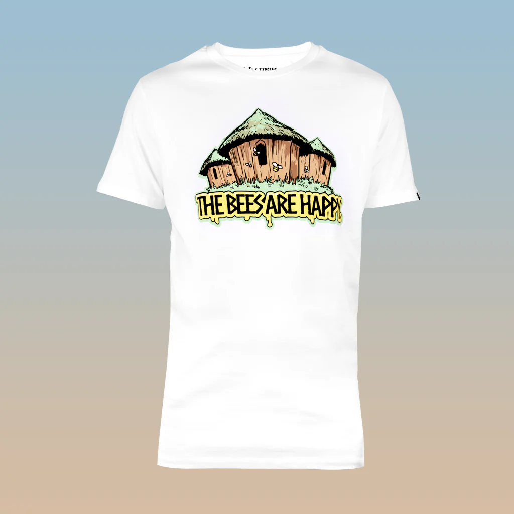 The Bees Are Happy, Men’s Tee, White - Image 2